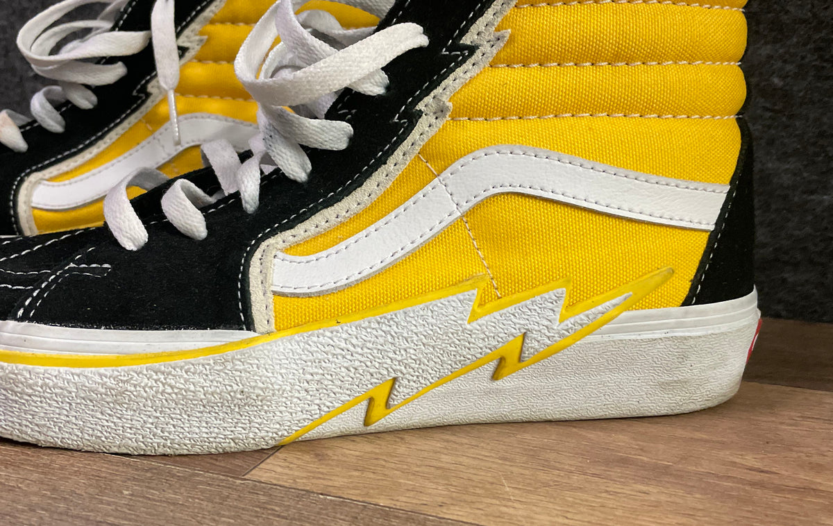 Vans Sk8-Hi Bolt Black Yellow Lightning High Top Sneakers Men's 7.5 Women's 9