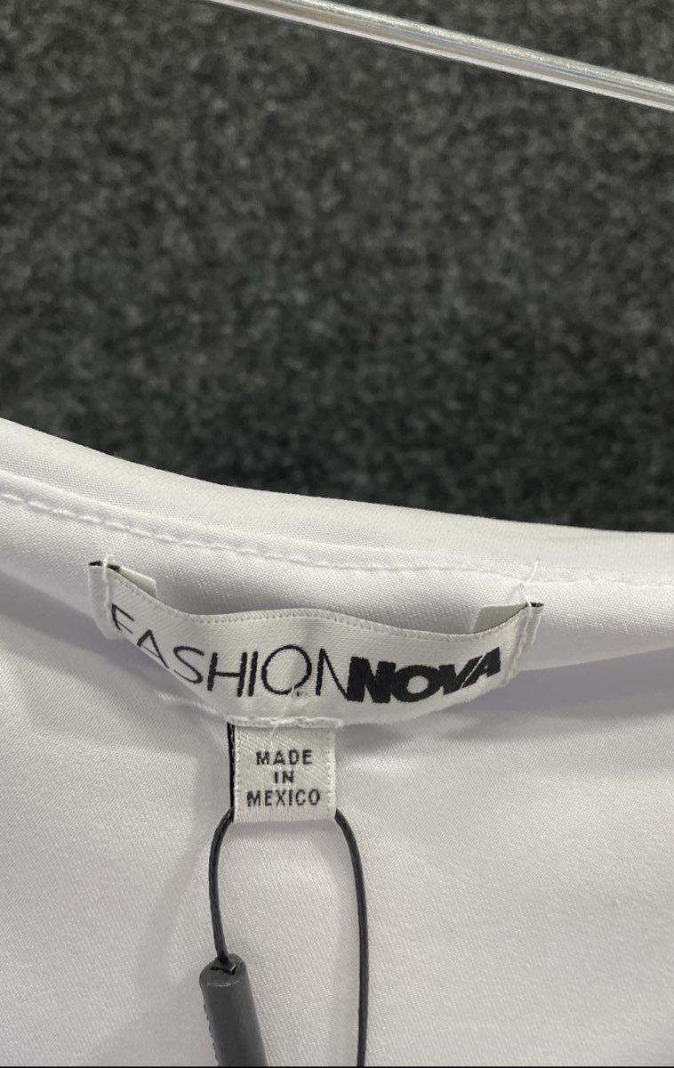 Fashion Nova Women's My Man and Me Ruched Midi Dress White NWT Sz L