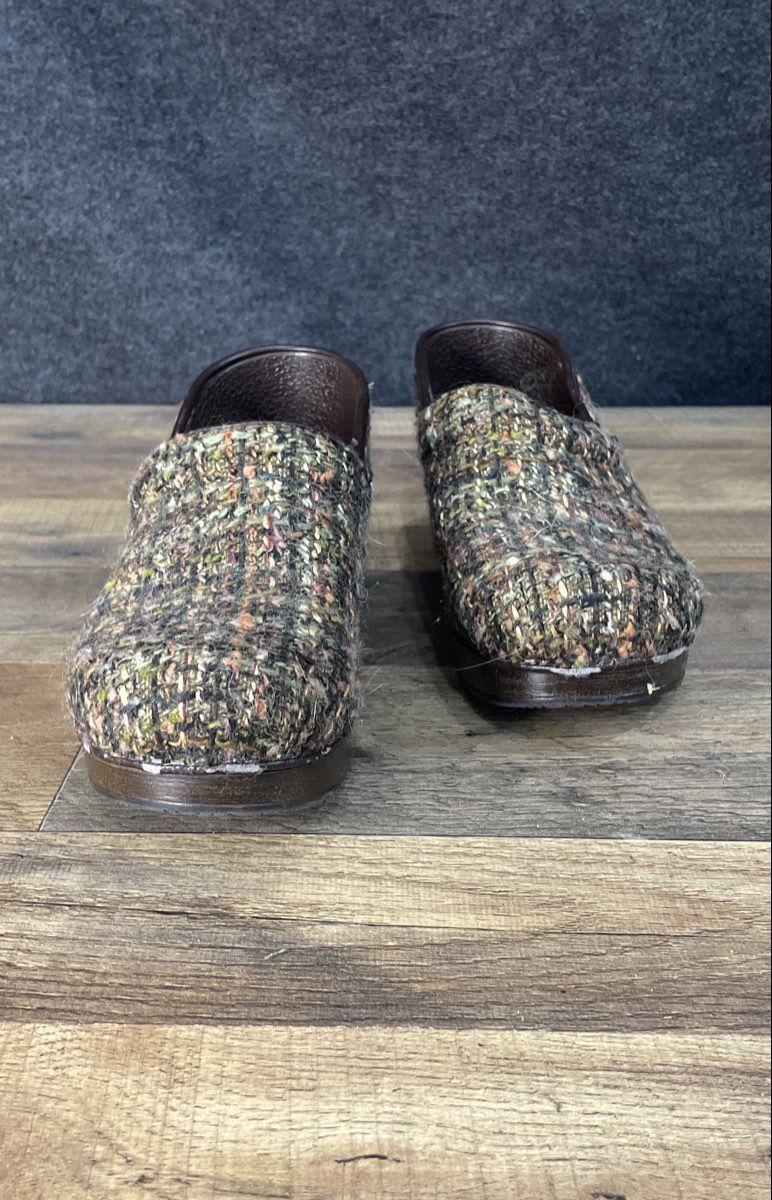 Dansko Professional Brown Tweed Fabric Comfort Clogs Women's Size 38