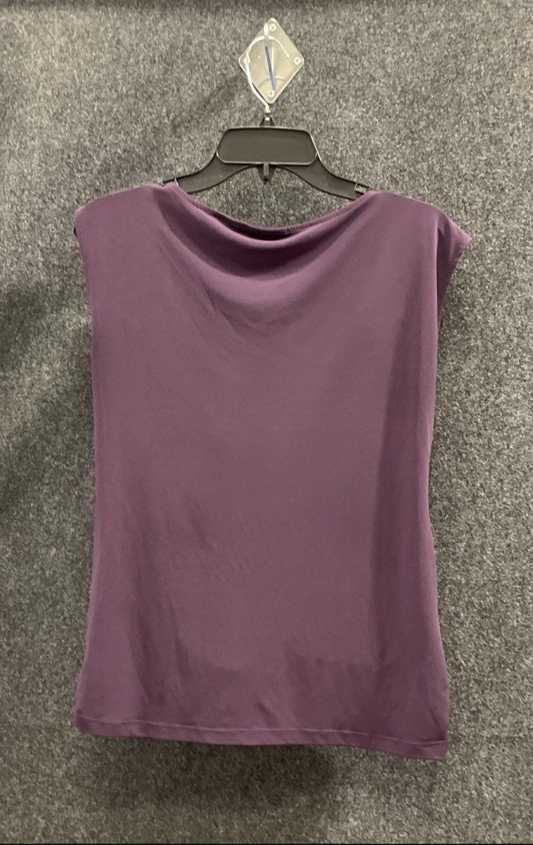 New York & Company Women's Purple Lace Overlay Sleeveless Cowl Neck Top Sz S
