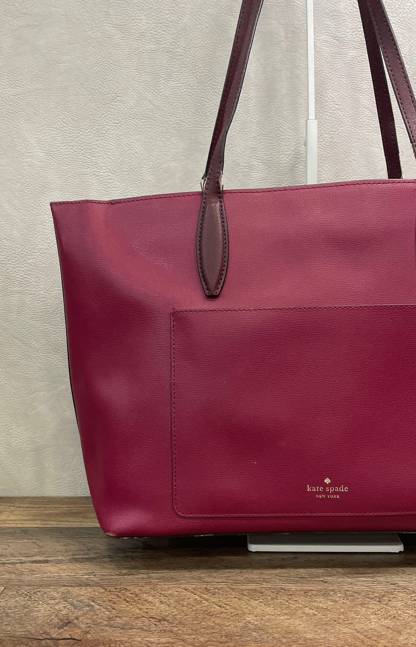 Kate Spade Cranberry Pebbled Leather Tote Bag and Matching Wallet Lot of 2