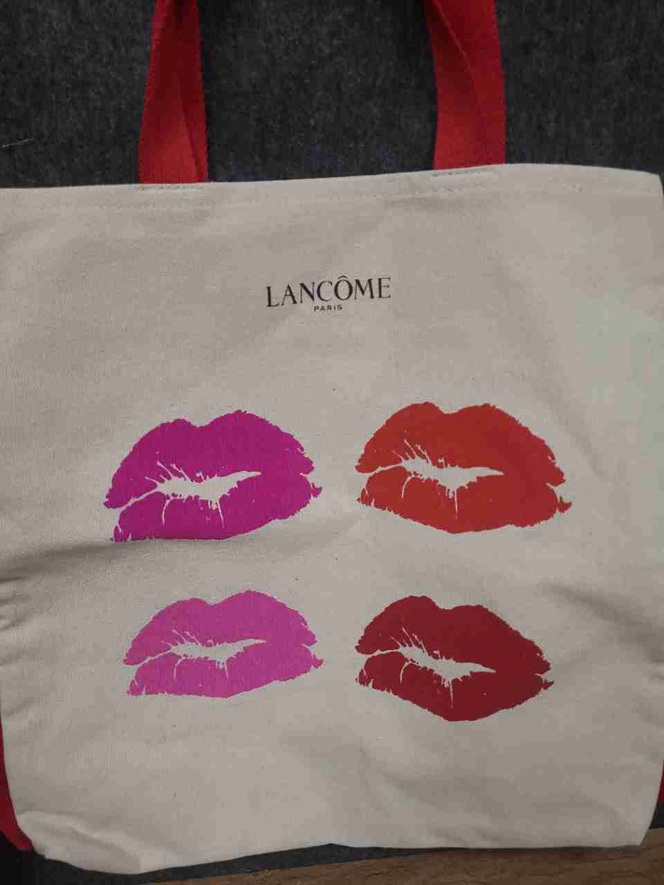Lancome Tote Handbag Crossbody Pink Floral Lip Print Black Lot of 3