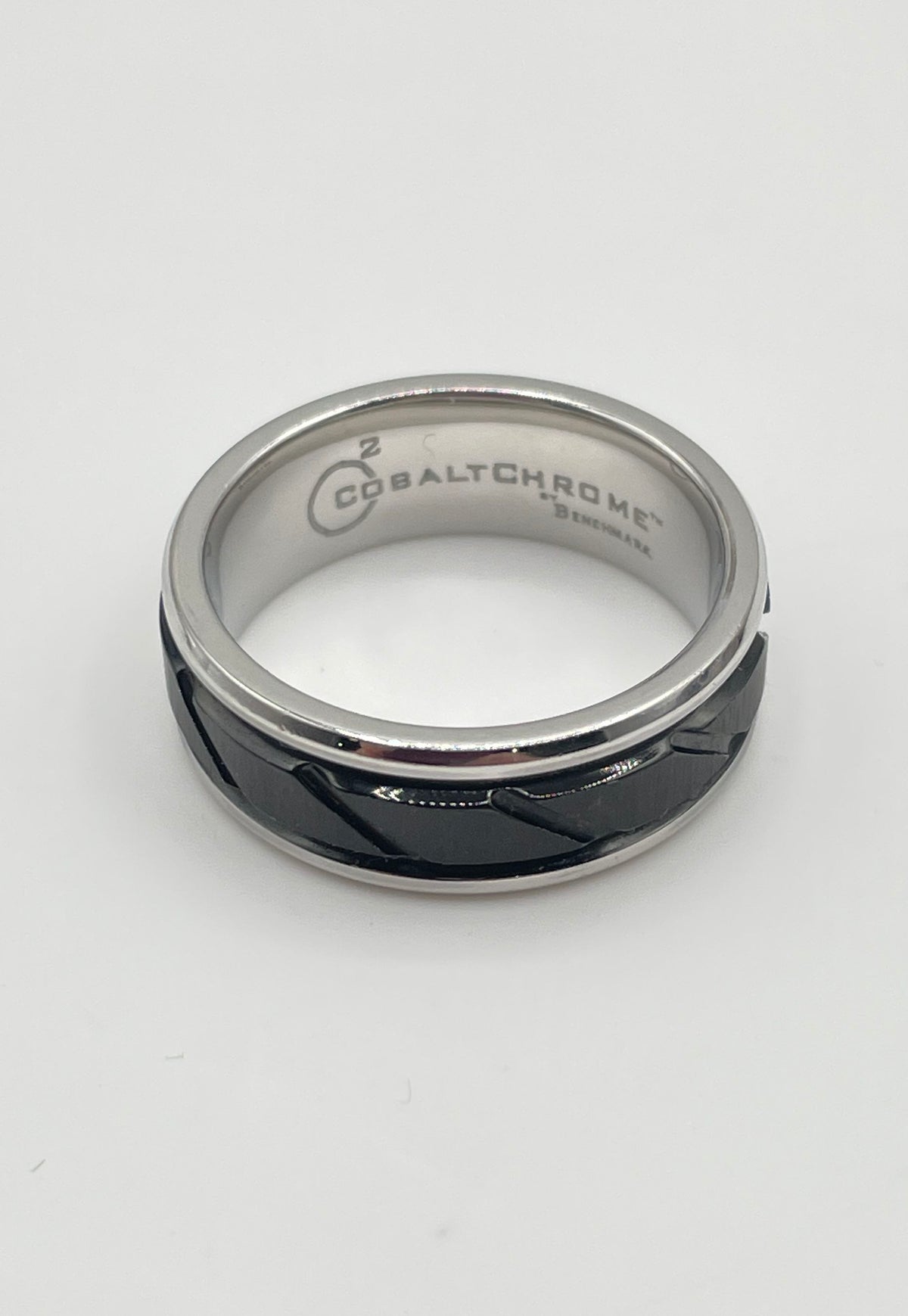 Benchmark Forge Collection Black & White Cobalt Chrome The Ridge Men's Ring 9.3g