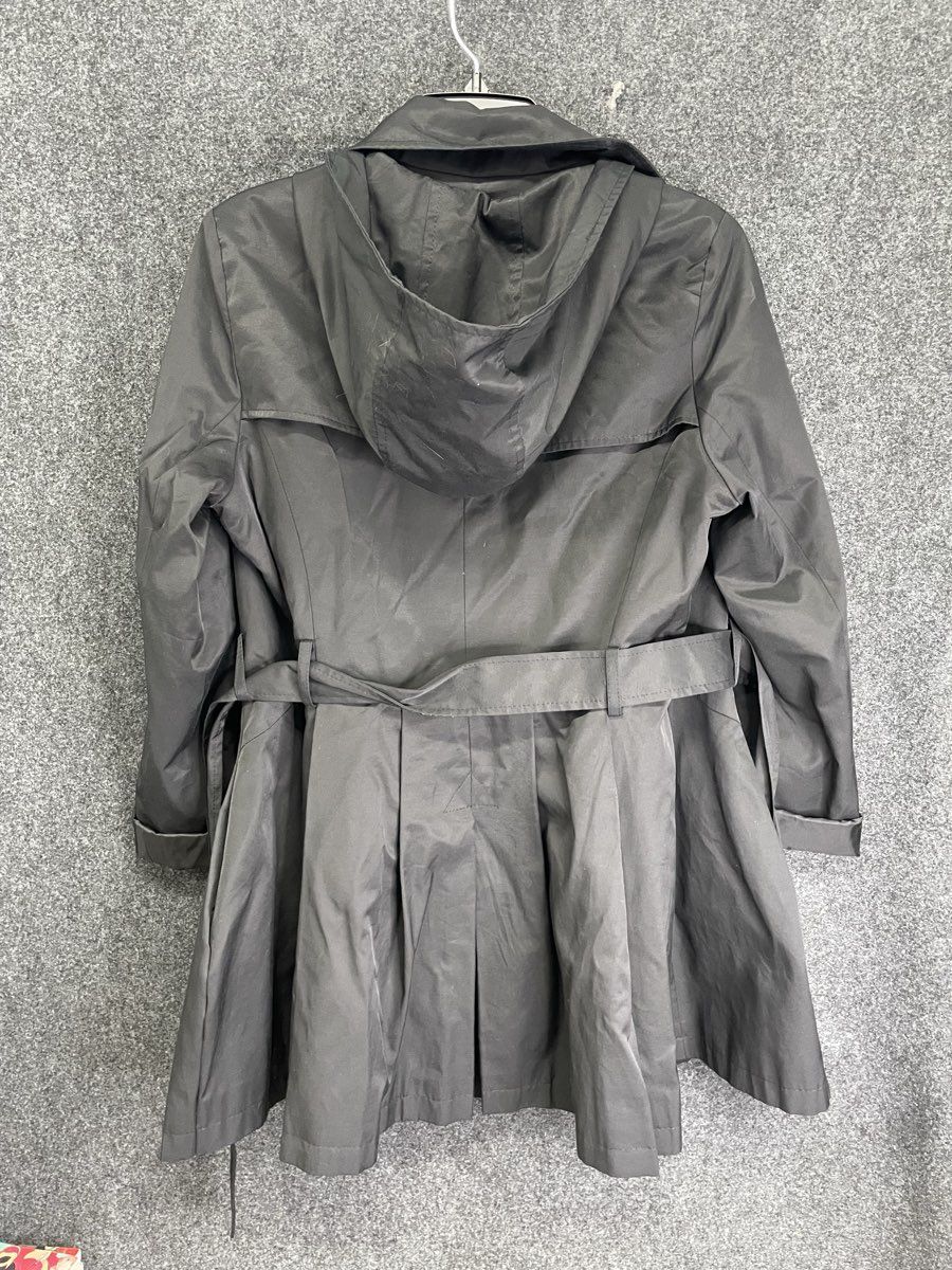 Via Spiga Women's Black Hooded Double Breasted Belted Trench Coat Size L
