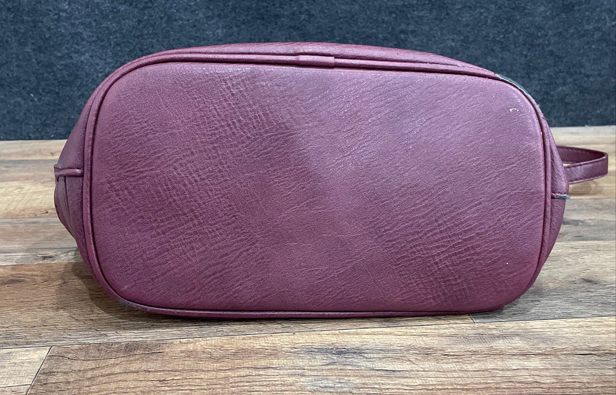Madison West Maroon Leather Studded Hobo Shoulder Bag Gold Hardware