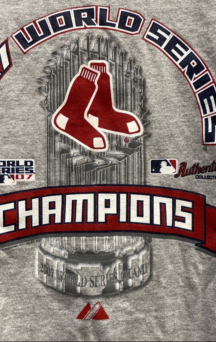 Alstyle Men's Gray Boston Red Sox 2007 World Series Champions T-Shirt Size M