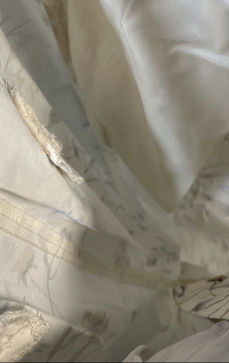 H&M Women's Floral Linen Blend Tapered Tie Waist Pleated Pants Cream Sz 12