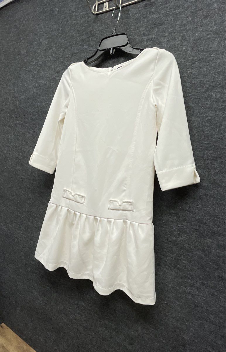 Victoria Beckham for Target Girls White Drop Waist Ruffle Hem Dress Sz L