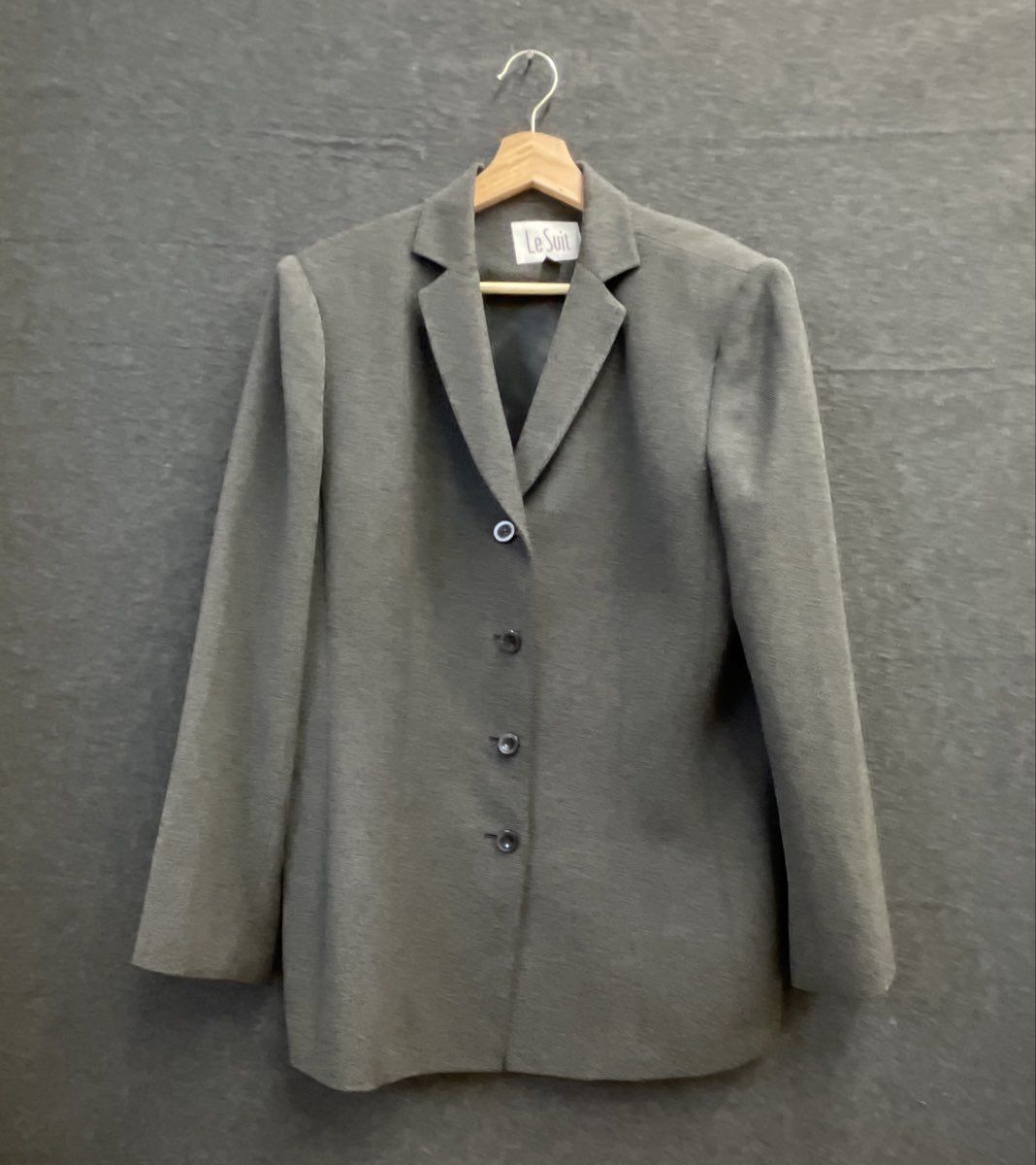 Le Suit Women's Grey 4-Button Notched Lapel Blazer Jacket Size 14