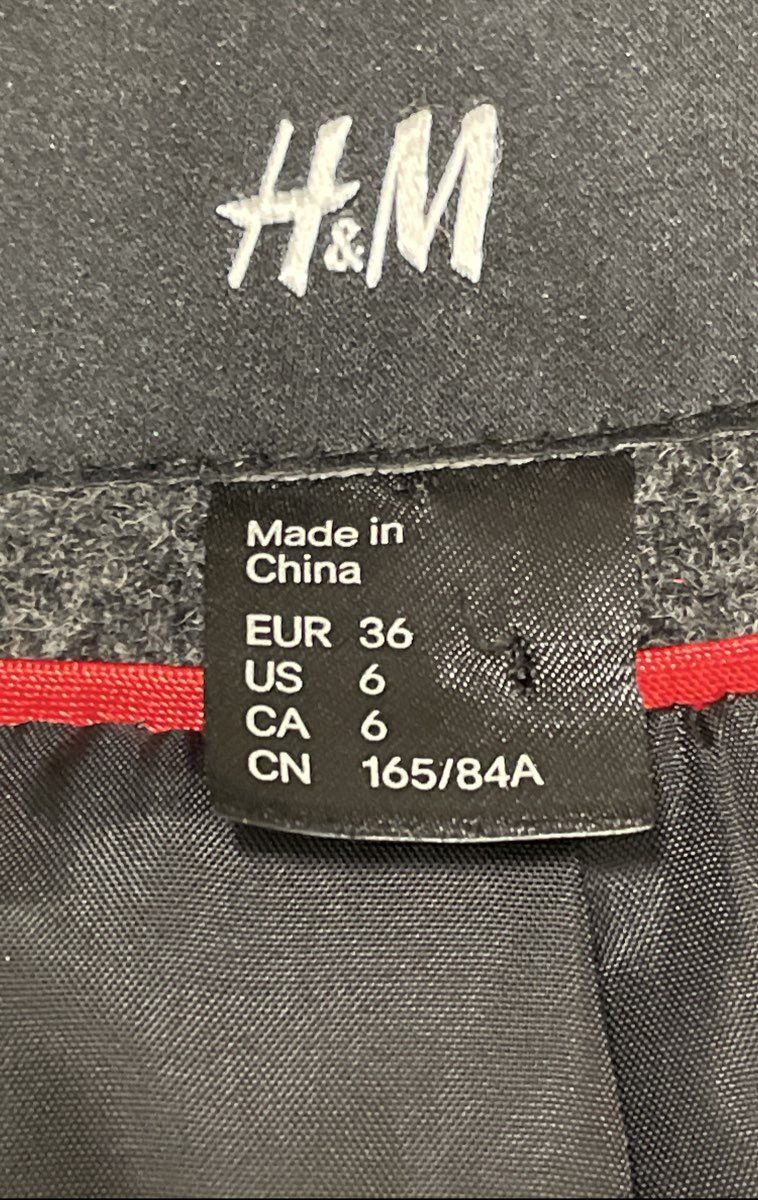 H&M Women's Grey Military Wool Blend Puff Shoulder Button Jacket Sz Medium