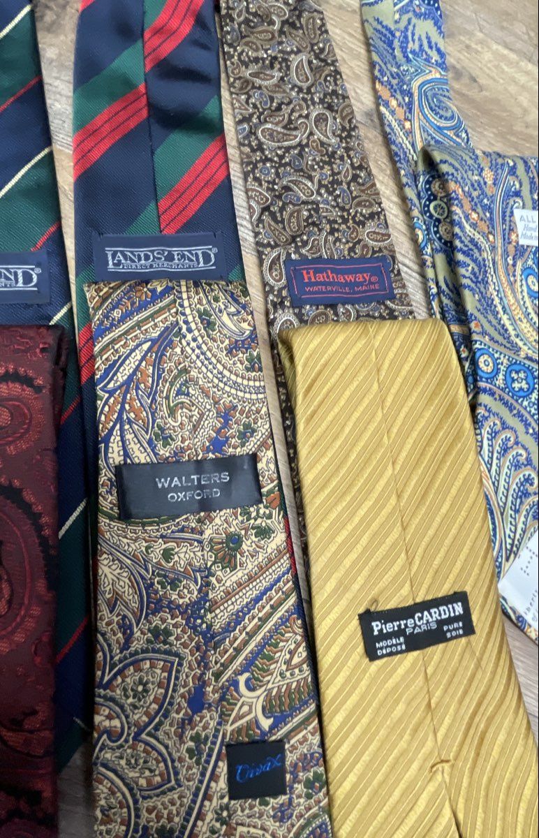 Vintage Men's 100% Silk Neckties Lot of 10 Lands' End Pierre Cardin Paisley