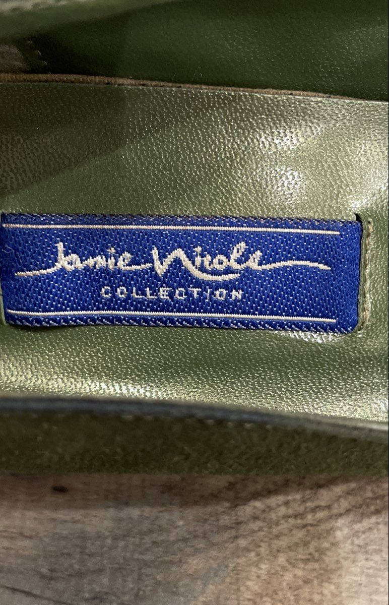 Jamie Nicole Olive Green Floral Beaded Pointed Toe Heels Pumps Women's Size 10M
