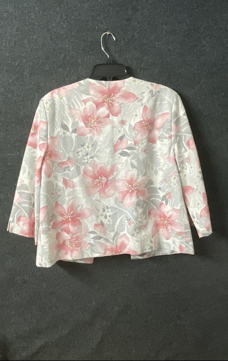 Alfred Dunner Women's Jacket Blazer Pink Floral Textured Lined Sz 14P