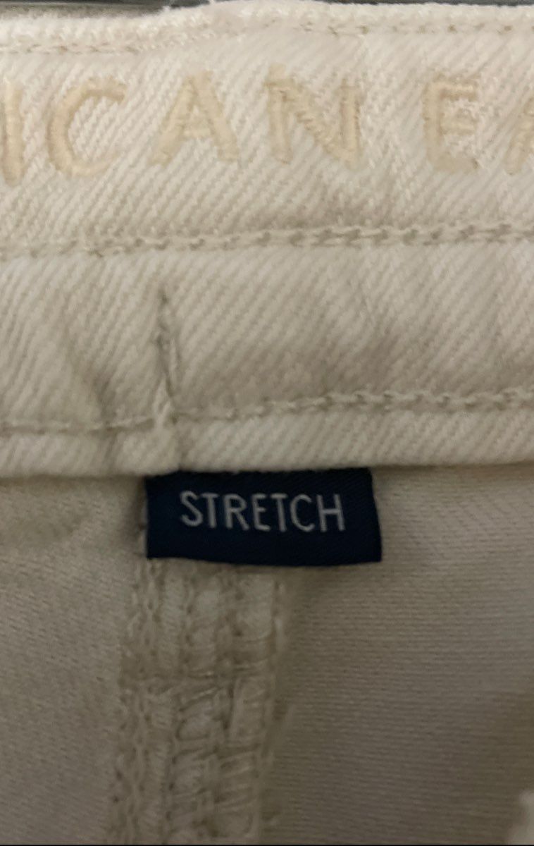 American Eagle Women's Wide Leg Pants Cream Drawstring Waist Stretch Sz 0