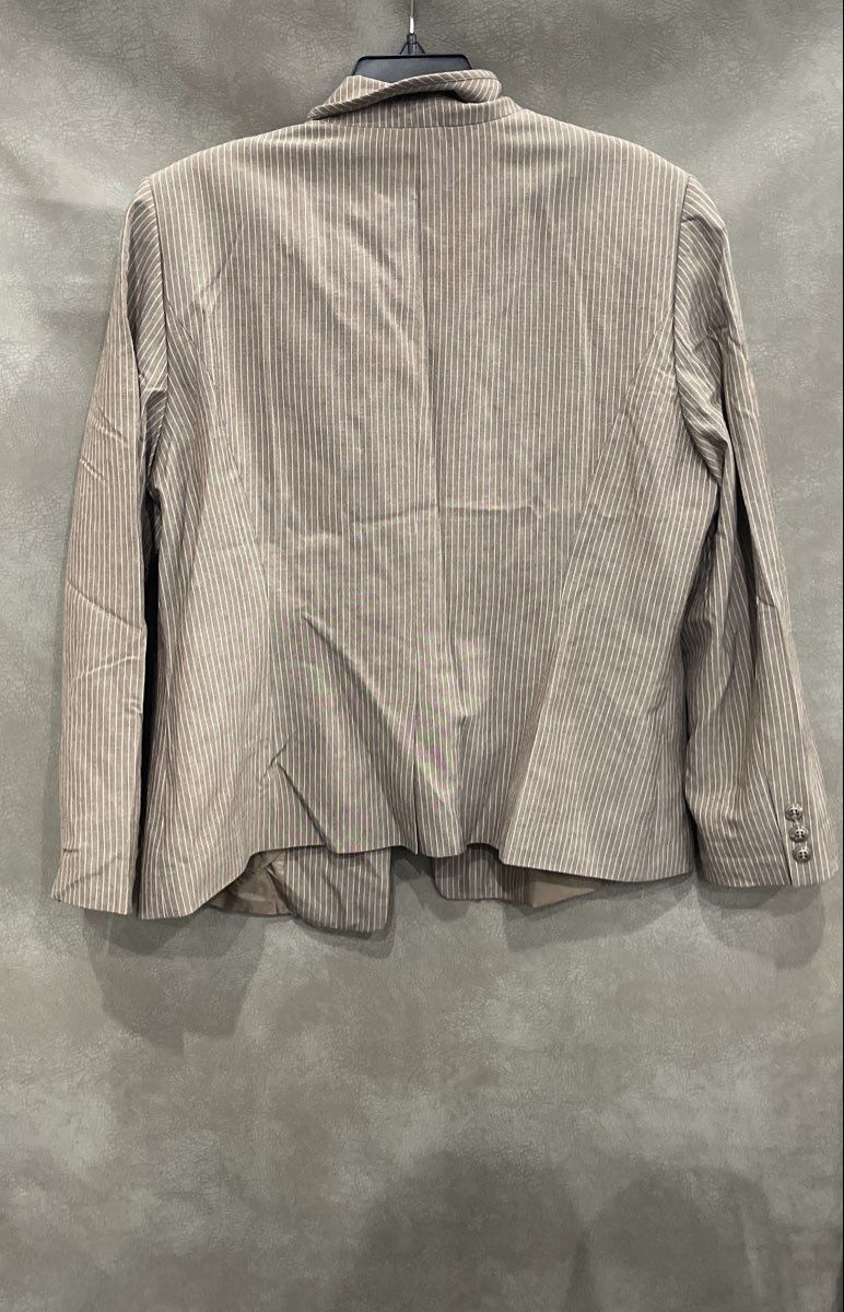 Tahari Arthur S. Levine Women's Grey Pinstripe Funnel Neck Blazer Sz 16P