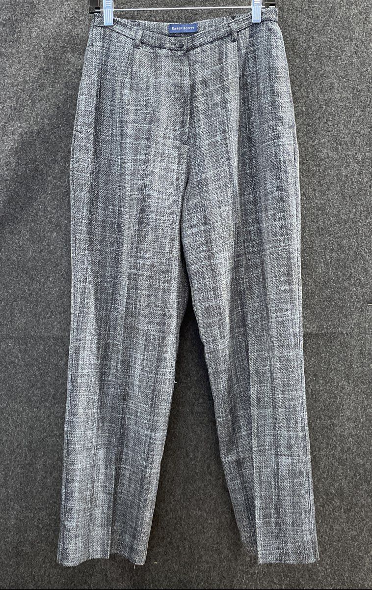 Karen Scott Women's Gray Textured 2-Piece Blazer and Trousers Suit Set Sz 10