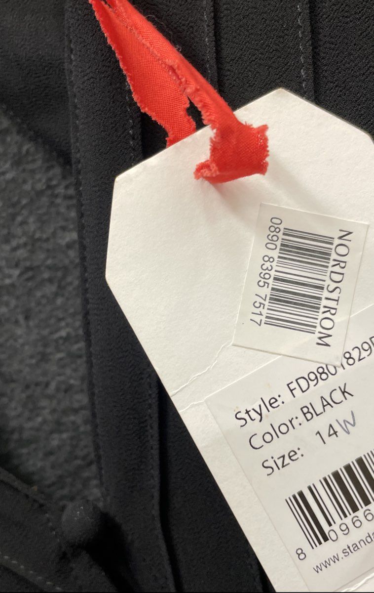 Standards & Practices Women's Dress Black Pintuck Cut-out Back Smocked 14W NWT