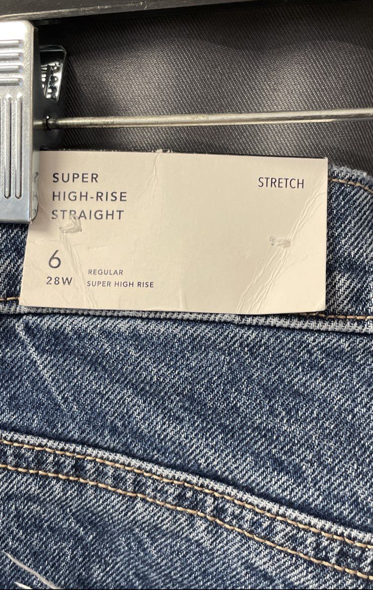 American Eagle Women's Super High-Rise Straight Jeans Blue Stretch NWT Sz 6