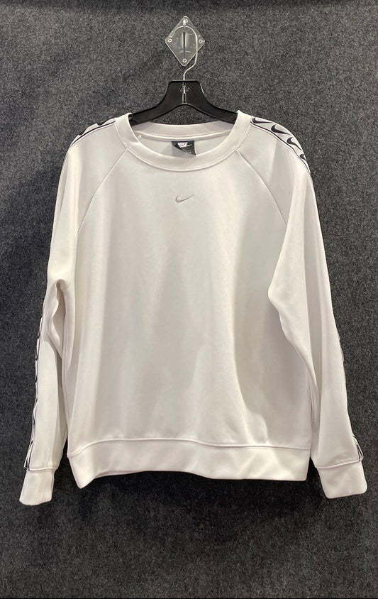 Nike Men's White Crewneck Sweatshirt Logo Tape Sleeve Embroidered Swoosh Sz L
