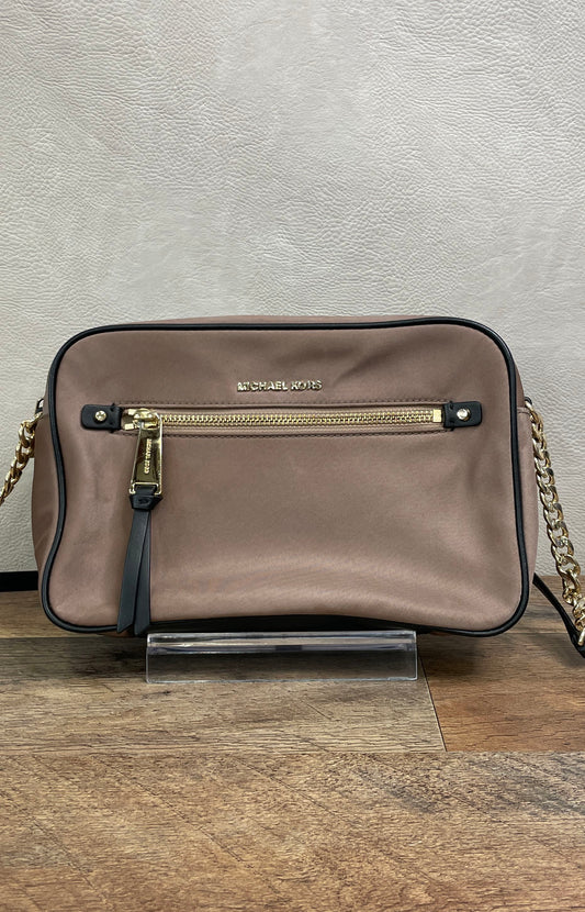 Michael Kors Brown Nylon Chain Camera Crossbody Bag Gold Hardware