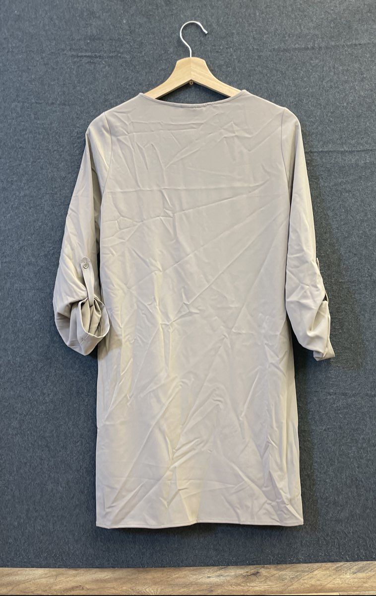 Apt. 9 Women's Beige Quarter Zip Roll Tab Sleeve Shift Tunic Dress NWT Size XS