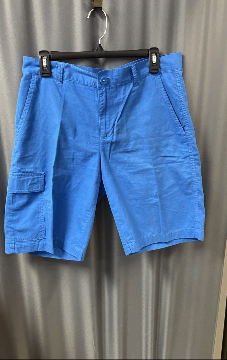 Columbia Men's Blue 100% Cotton Cargo Shorts 10" Inseam Sz 32