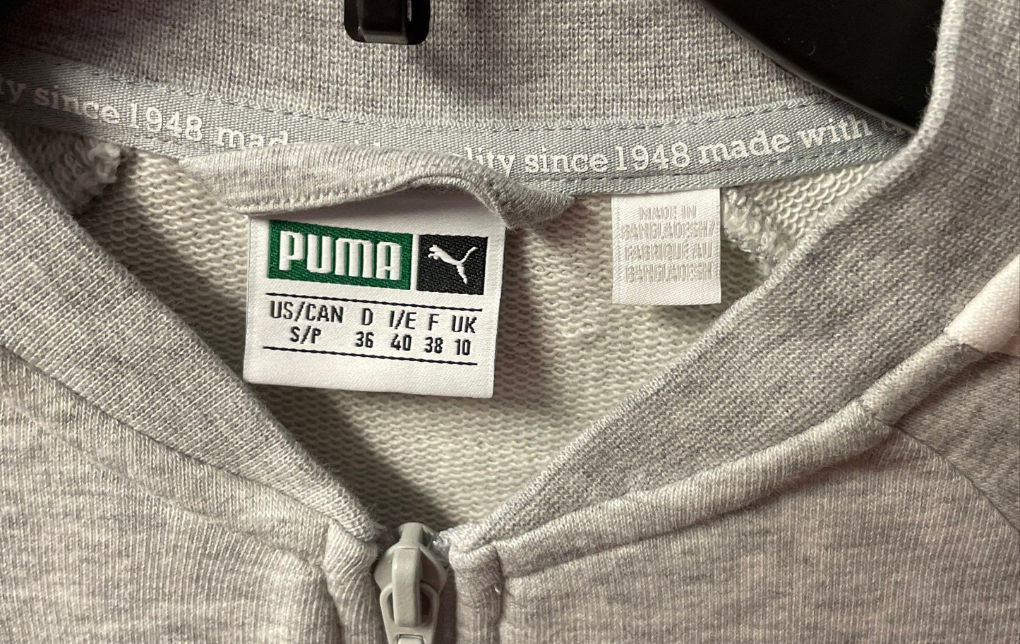 Puma Women's Full Zip Track Jacket Gray Heather White Raglan Sleeve Size S
