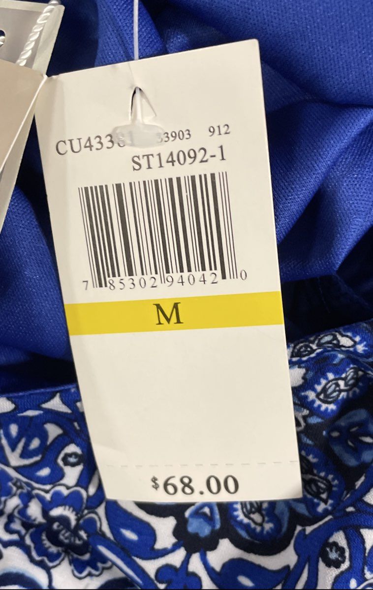Cupio Women's Blue Geometric Tile Print Sleeveless Maxi Dress Sz M NWT