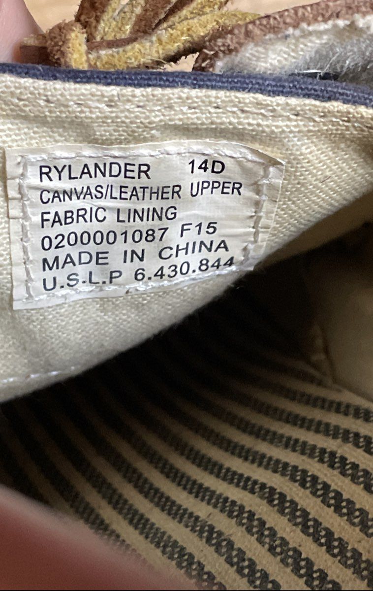 Polo Ralph Lauren Rylander Navy Blue Brown Canvas Boat Shoes Size 14D