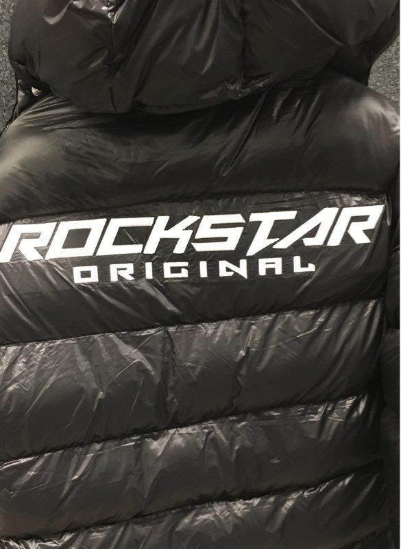 Rockstar Original Men's Alasia Puffer Jacket Black Hooded Logo Sz M