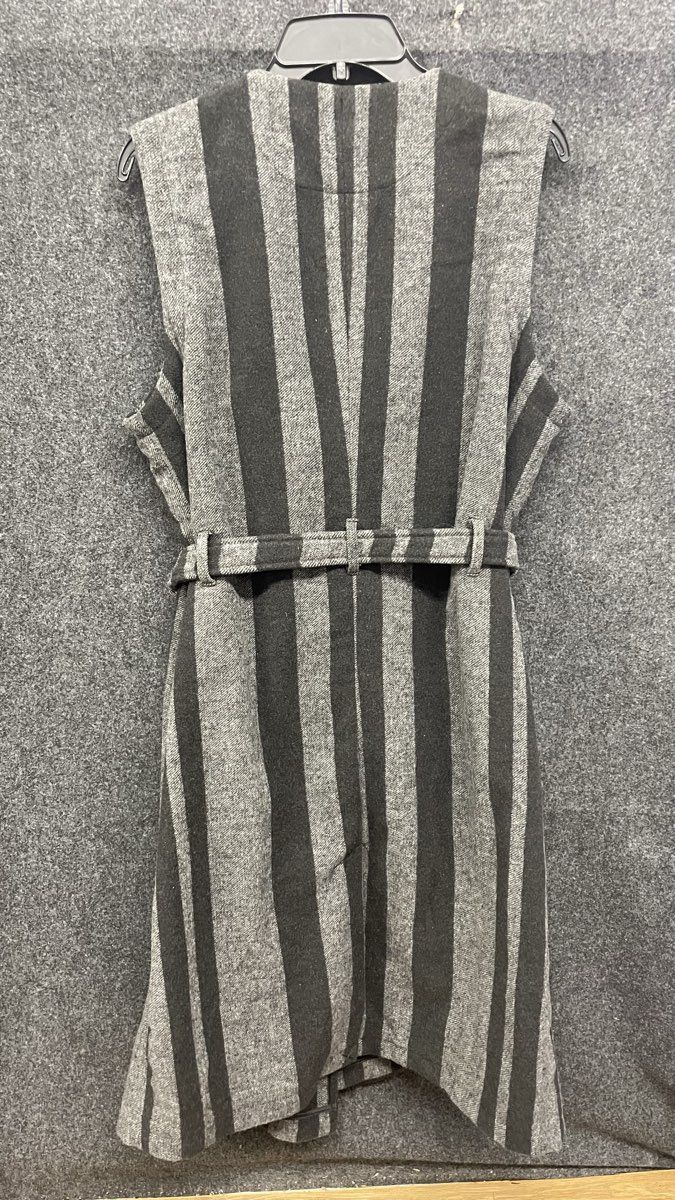Simply Vera Vera Wang Women's Grey Black Vertical Stripe Belted Dress Sz L