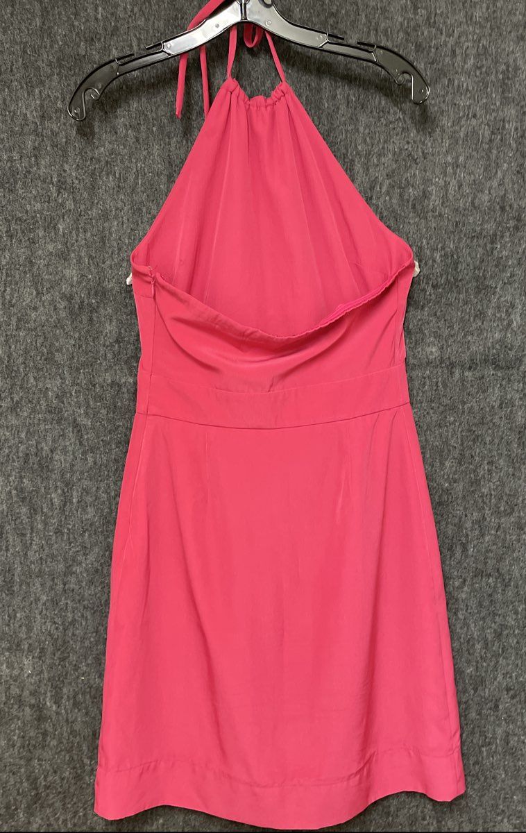 Banana Republic Women's Hot Pink Halter Pintuck Backless Dress Size 6