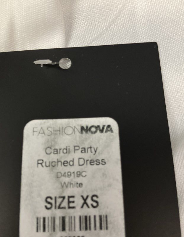 Fashion Nova Women's Cardi Party Ruched Dress White Maxi Gown NWT Size XS
