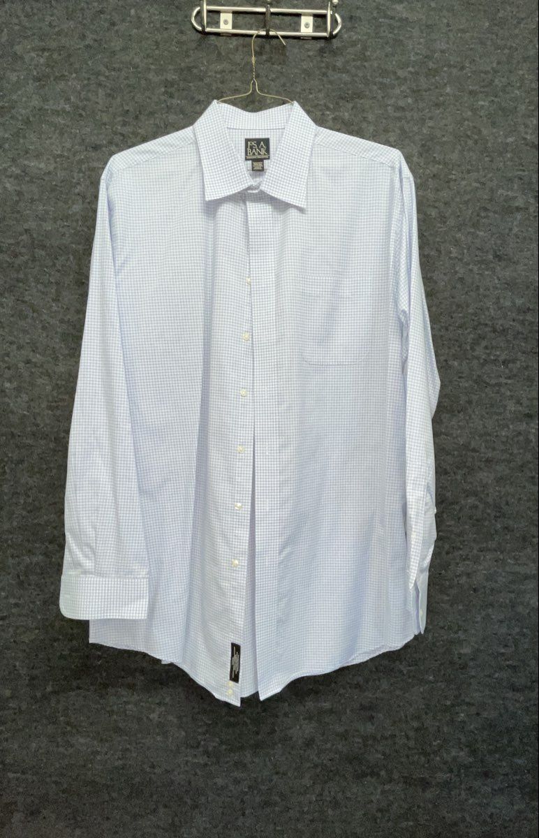 Jos. A. Bank Men's Tailored Fit Dress Shirt Lot of 3 Blue Checks 17.5 36