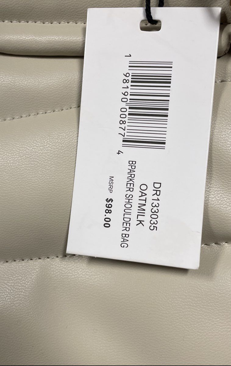 Steve Madden Oatmilk Beige BPARKER Quilted Chevron Shoulder Bag NWT Pouch