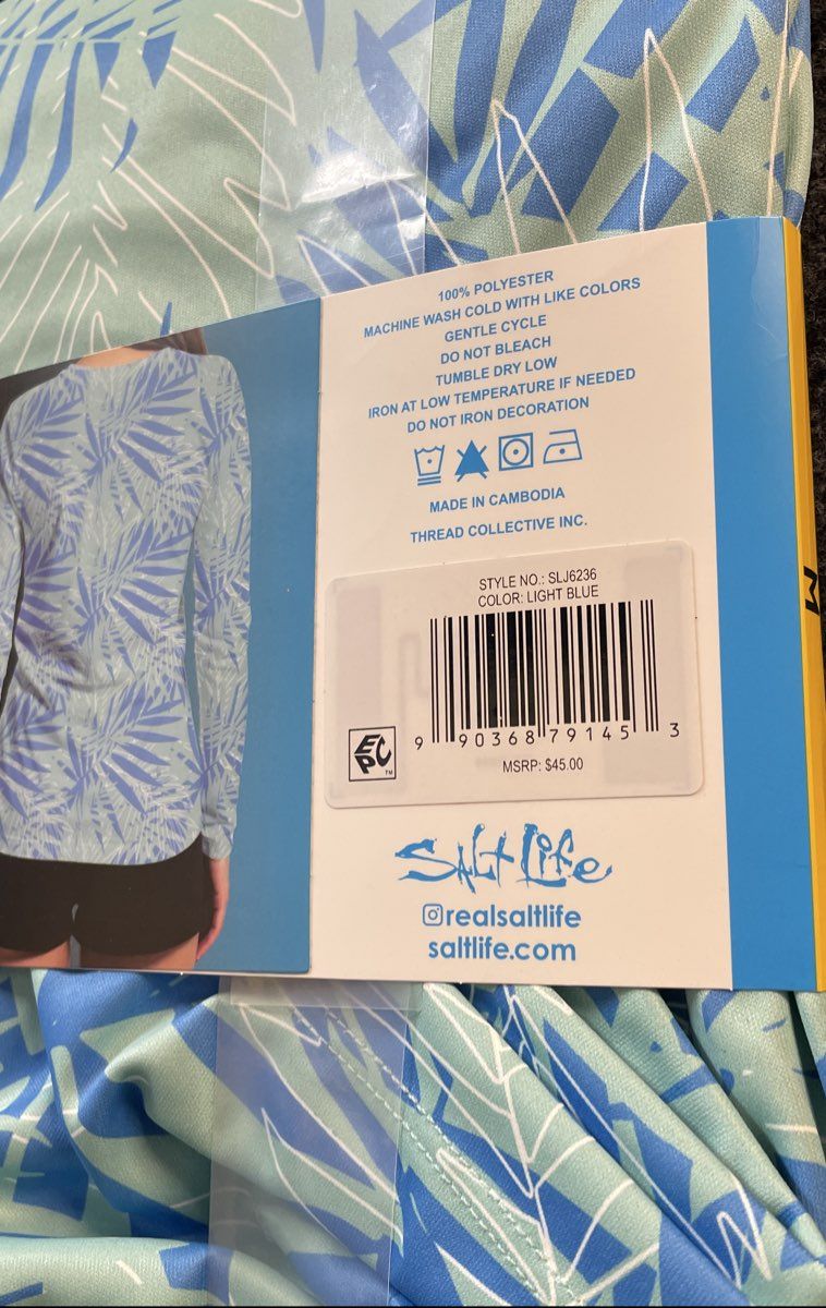 Salt Life Women's Light Blue SLX UVAPOR Palm Print UV Performance Tee Sz M NWT