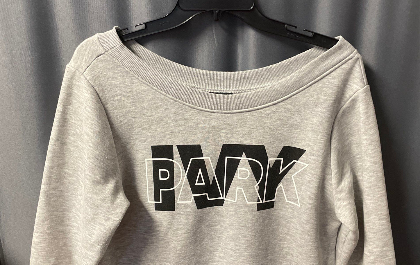 Ivy Park Women's Gray Boat Neck Logo Fleece Pullover Sweatshirt Size XS