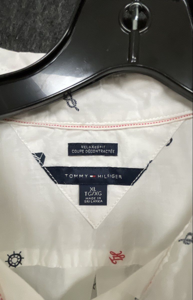 Tommy Hilfiger Women's White Nautical Print Relaxed Fit LS Shirt XL NWT