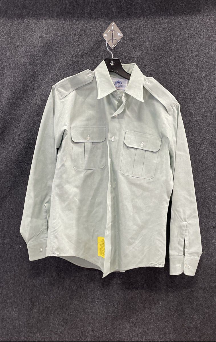 DSCP Men's Green Long Sleeve Dress Shirt US Army AG-415 Garrison Collection 15.5