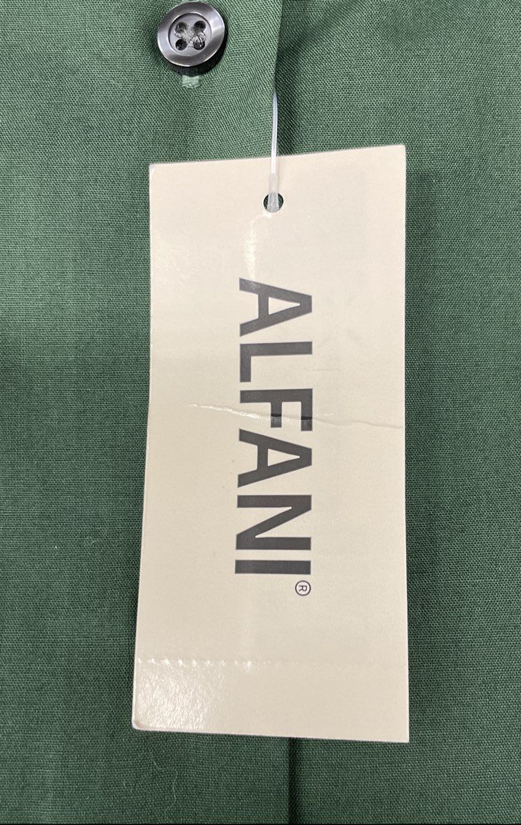 Alfani Men's Regular Fit Green Solid Point Collar Dress Shirt NWT Sz M 15-15 1/2