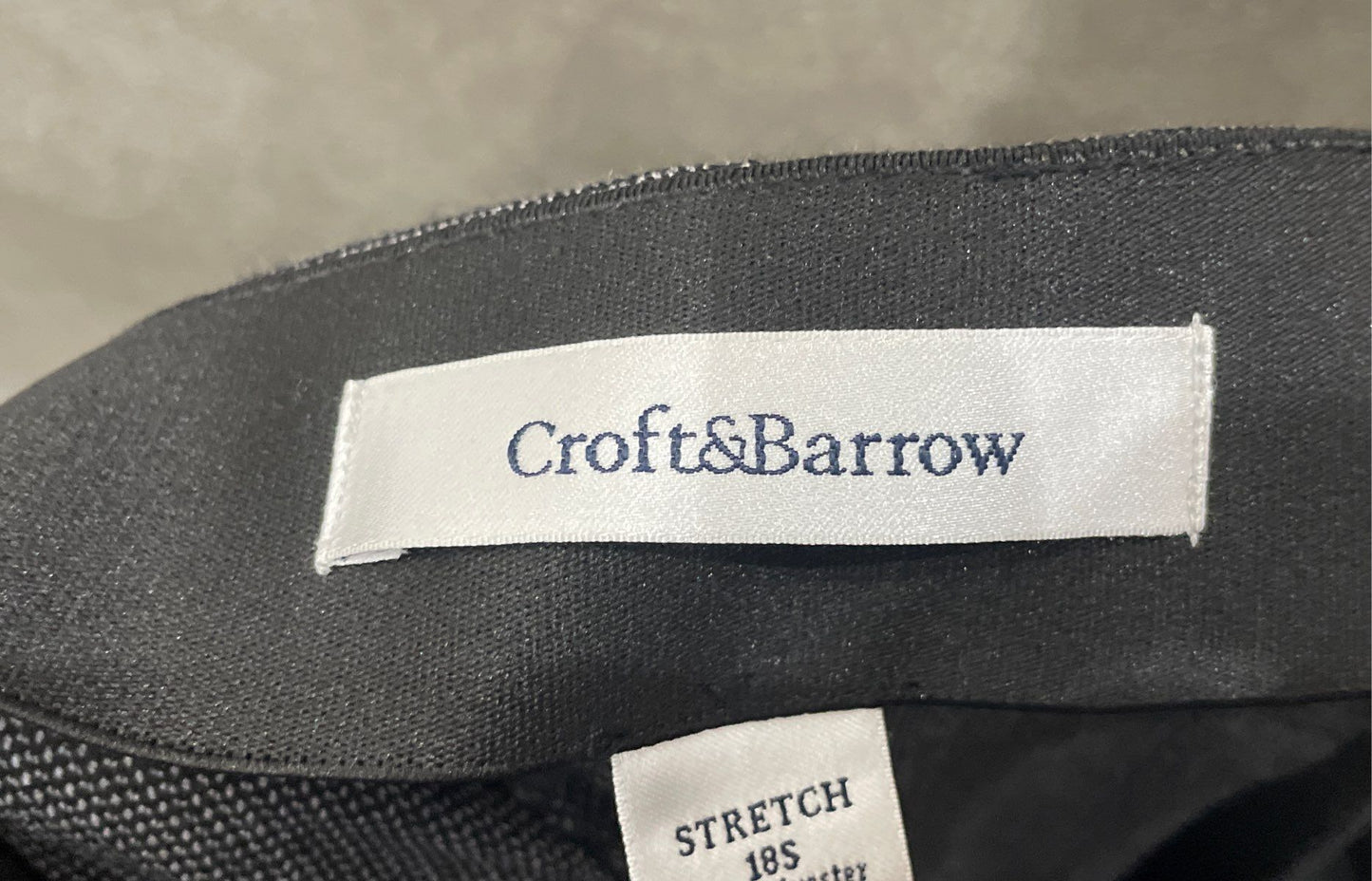 Croft & Barrow Women's Grey Stretch Pull-On Textured Pants Sz 18S