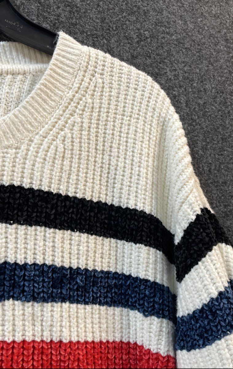 GAP Women's Multicolor Striped Chenille Ribbed Knit Sweater Sz L
