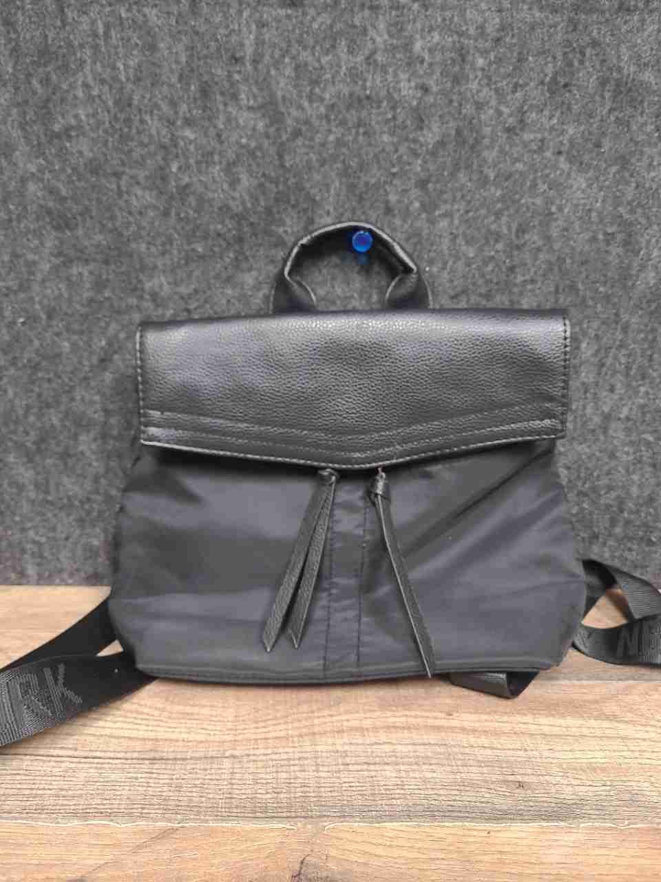 Botkier New York Black Nylon and Leather Trim Backpack Bag Logo Straps