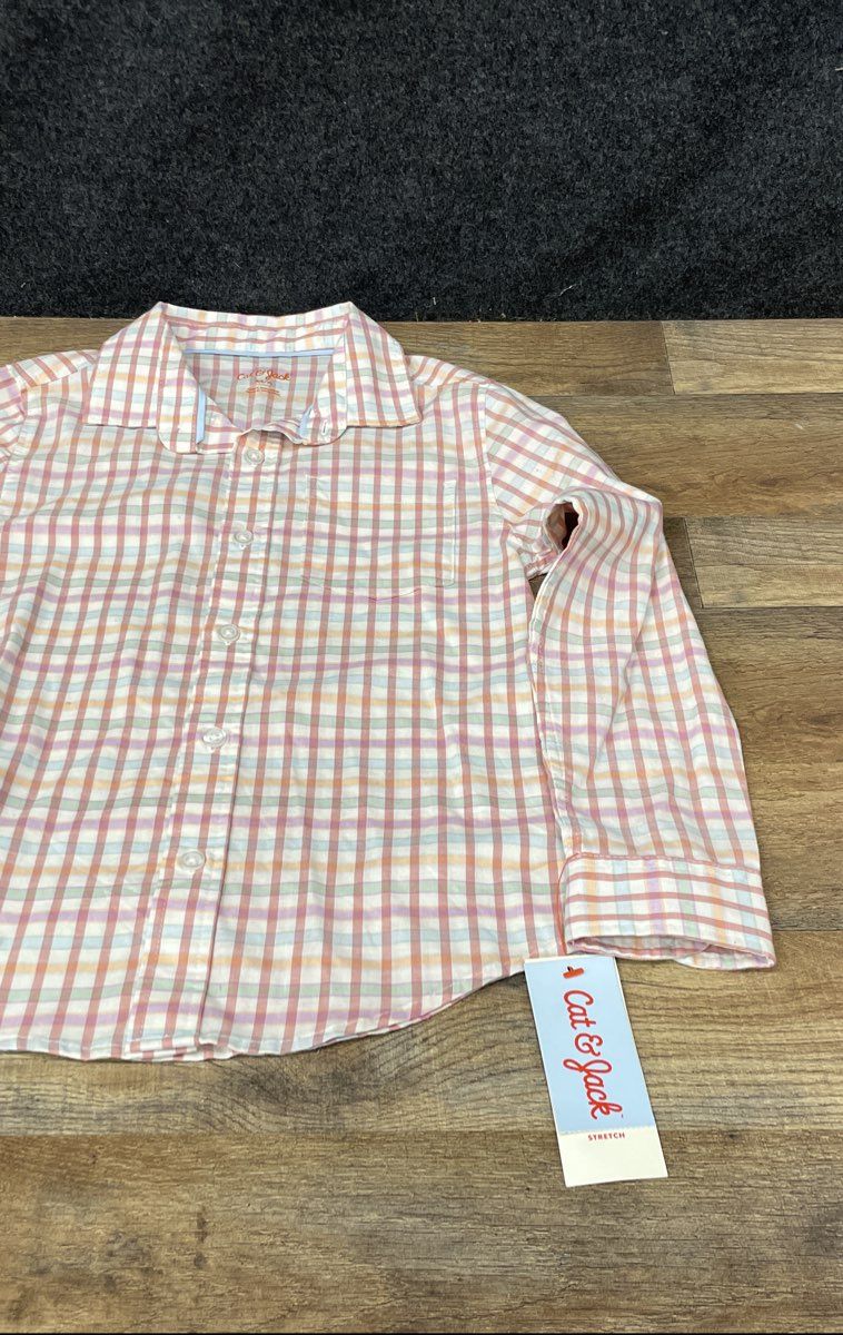 Cat & Jack Boys Long Sleeve Gingham Plaid Shirt Multicolor NWT S 6/7