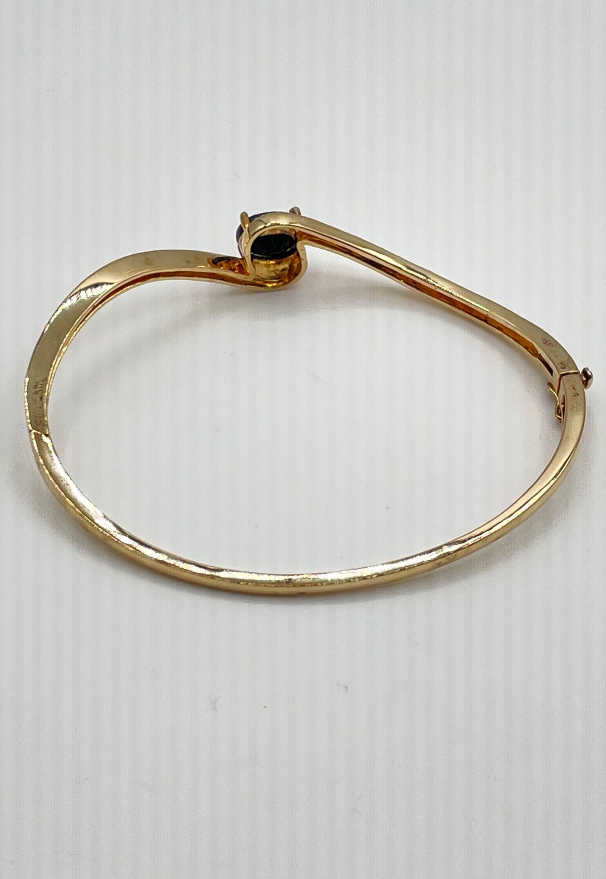 Gold Tone Low Grd. Silver (Ag 84) Sapphire Diamond Acc. Bracelet 13.3g *Damaged*