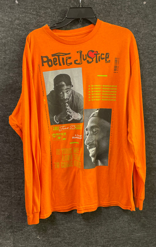 Chemistry Men's Poetic Justice Tupac Shakur Orange Long Sleeve Graphic Shirt L