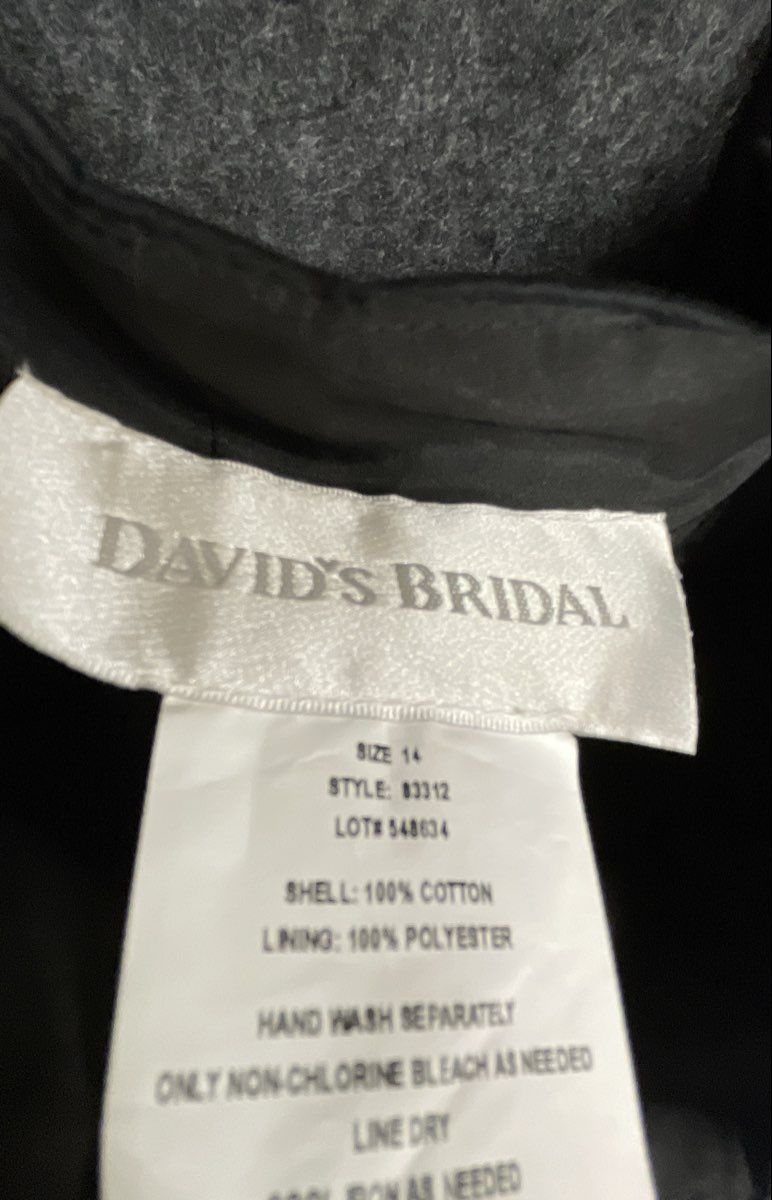 David's Bridal Women's Black Cotton Pleated Strapless Cocktail Dress Sz 14