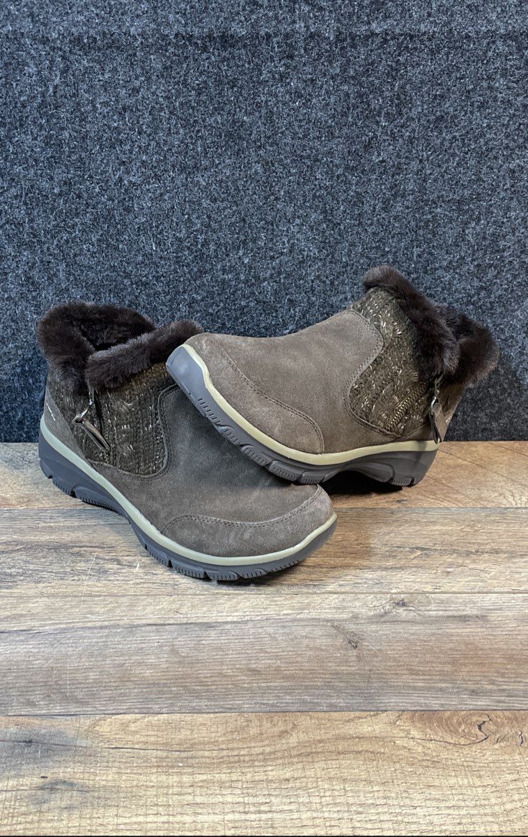 Skechers Relaxed Fit Brown Fur Lined Air-Cooled Memory Foam Booties Size 10