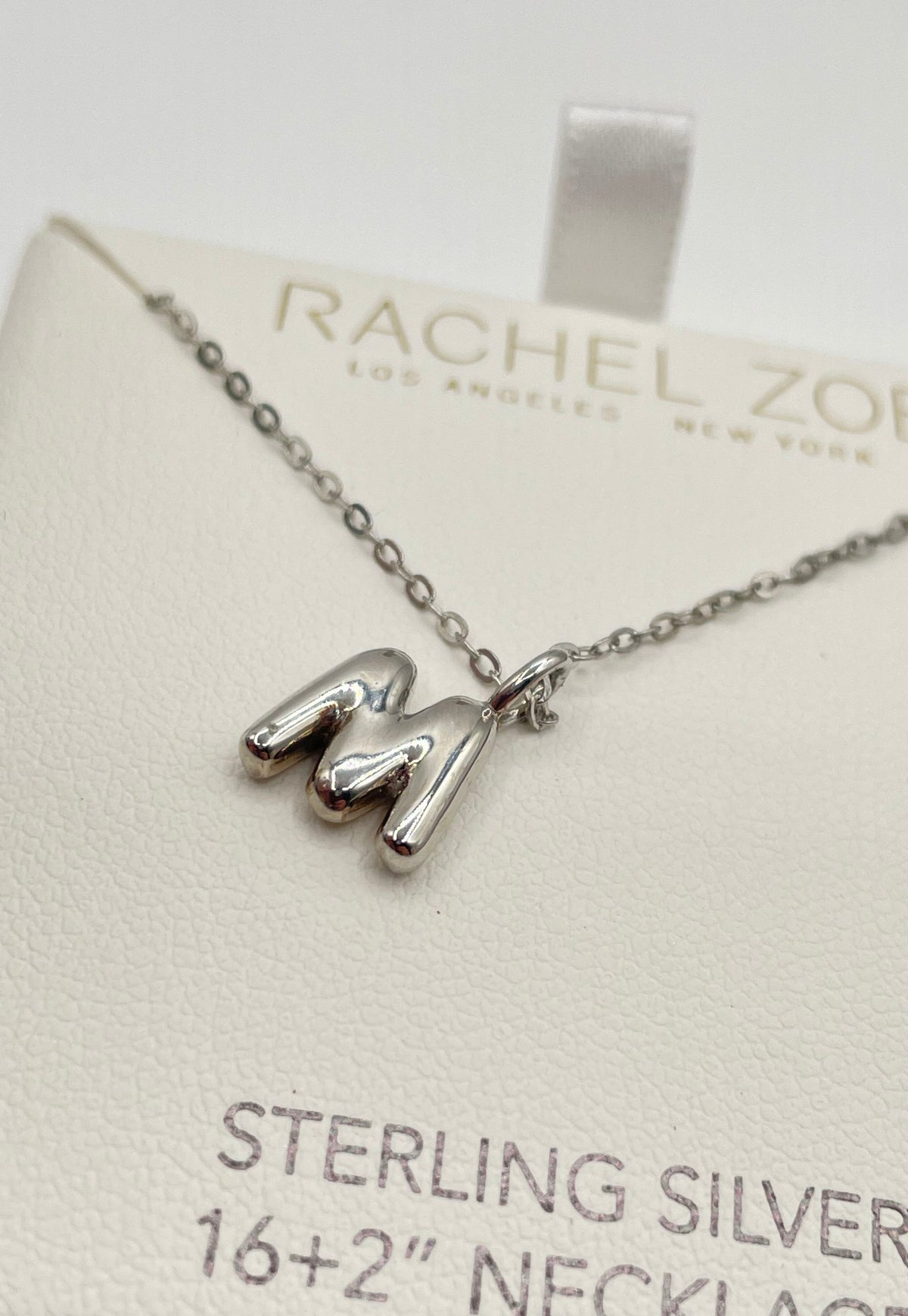 Rachel Zoe 925 Sterling Silver M Initial Pendant Necklace In Box
