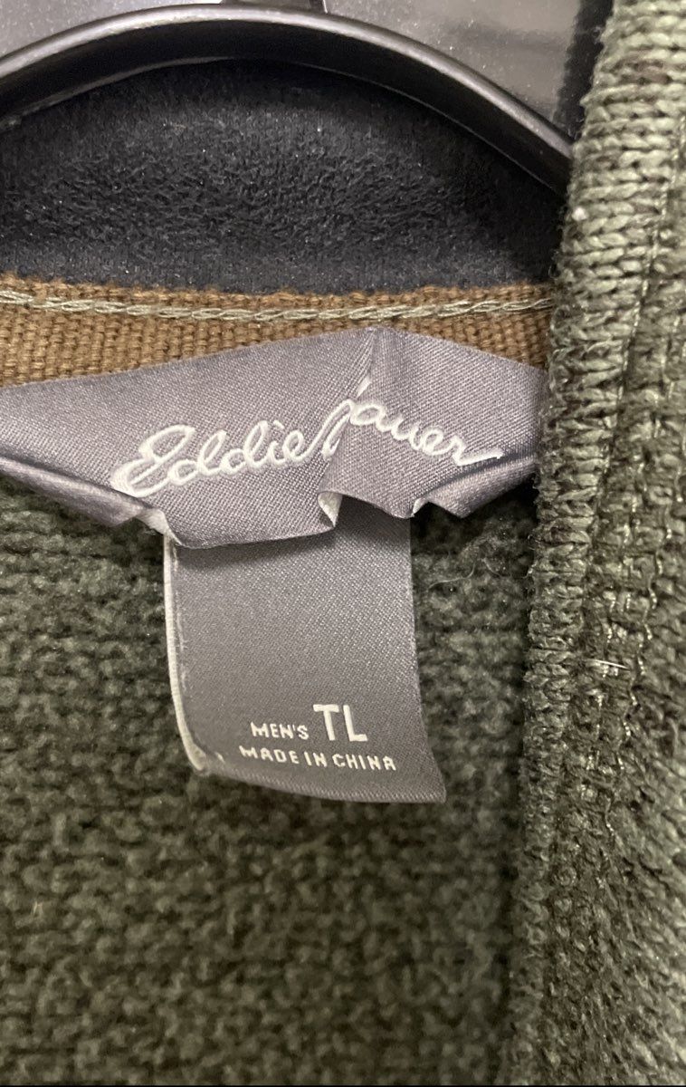 Eddie Bauer Men's Radiator Fleece Pullover Heather Green Quarter Snap Mock Sz TL